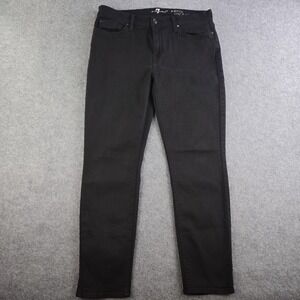 7 For All Mankind‎ Skinny Crop & Roll Jeans Women's 32 Black Mid Rise Denim